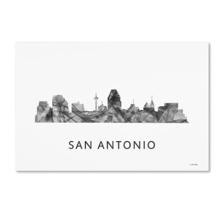 Marlene Watson 'San Antonio Texas Skyline WB-BW' Canvas Art,16x24